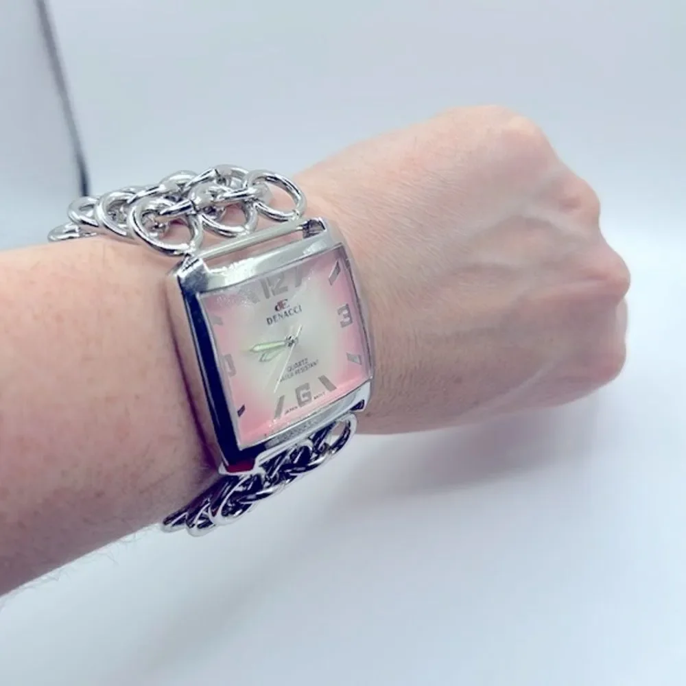 Working! Ladies Denacci Wide Chain Band Easy Read Watch